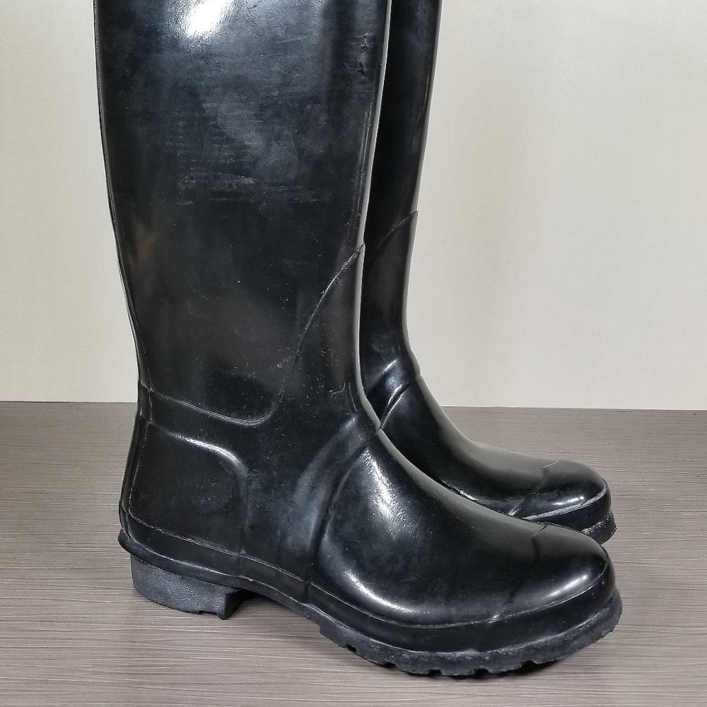 Hunter WFT1000RGL Original Tall Black Gloss Rain Boots, Womens Size 9 US / 40-41